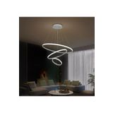 Lambadar Üçlü Halka Model Sarkıt Modern Led Beyaz Işık Ultra Power Led Avize Salon Mutfak Oda Ledli Avize Krom Tek Ebat 50 X 70 0011-Halka50-40-30-Krom-Sarkit