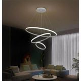 Lambadar Üçlü Halka Model Sarkıt Modern LED Beyaz Işık Ultra Power LED Avize Salon Mutfak Oda Ledli Avize - Krom