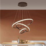 Lambadar Üçlü Halka Model Sarkıt Modern LED Beyaz Işık Ultra Power LED Avize Salon Mutfak Oda Ledli Avize - Siyah