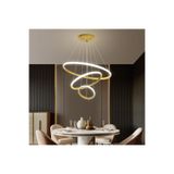 Lambadar Üçlü Halka Model Sarkıt Modern Led Beyaz Işık Ultra Power Led Avize Salon Mutfak Oda Ledli Avize