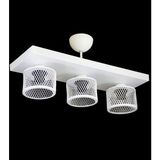 Lambadar Üçlü Kafes Model Modern Plafonyer Avize - Beyaz - 3