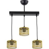 Lambadar Üçlü Kafes Model Modern Sarkıt Avize - Siyah - Gold - 3