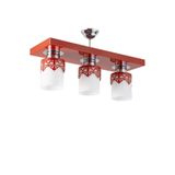 Lambadar Üçlü Modern Spor Model Dikdörtgen Tepsi Taçlı Kırmızı Avize Kırmızı Tek Ebat 3502-3Redtac