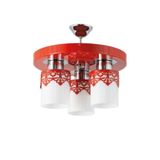 Lambadar Üçlü Modern Spor Model Yuvarlak Tepsi Taclı Kırmızı Avize Nocolor-86039300 Tek Ebat 3501-3Redtac