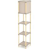 Lambader 22X24X137 cm – Doğal Ahşap 3 Katlı Depolama, Sıcak Işık, Modern Minimal Tasarım, K