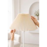 Lambader Şapkası Çap 36 cm Pileli Kırma Kumaş Krem Abajur Başlık Metal İskelet LAM06