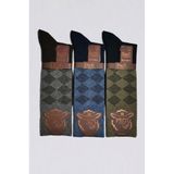 Lambswool Kışlık Erkek Soket 3'lü Çorap, Asorti Renkler 3 Çift Kuzu Yünü Erkek Çorabı, Uzun Soket İnce Yün Çorap - Racka 12620