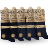 Lambswool Termal Çorap – 5 Çift Dikişsiz Kuzu Yünlü Kışlık Set – Hediye Kutulu, Soğuk Havalara Özel (siyah, 40-44)