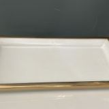 Lamedor Kulplu Beyaz Gold Kucuk Dıkdortgen Tepsı 18*36*8 Cm