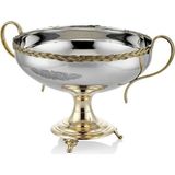 Lamedore Black Pearl Halat Desenli Kulplu Küçük Kase 33X25X23,5 cm Dekoratif Metal Sunumluk - Gümüş - Altın - 33 x 25 x 23,5 cm