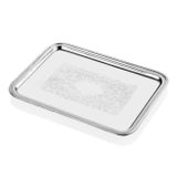 Lamedore Engrave Border Büyük Boy Gümüş Kaplama Dikdörtgen Tepsi - 38x26x2 cm
