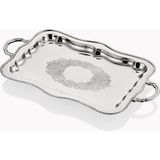 Lamedore Engrave Border Dikdörtgen Gümüş Kaplama Sunum Tepsisi - 39X20X2 cm - Lamedore Engrave Border Gümüş Dikdörtgen Tepsi (39x20 cm)