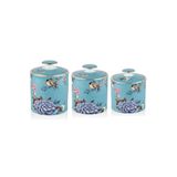 LAMEDORE Floral Blue 3 lü Porselen Baharatlık Baharat Takımı Kavanoz