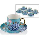 Lamedore Floral Blue 6 Parça Çay Fincan Seti 1LIN-TC063 - Mavi