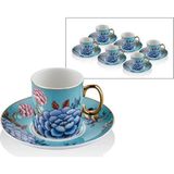 Lamedore Floral Blue 6lı Kahve Fincan Takımı - Mavi