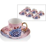 Lamedore Floral Pınk 6 Lı Kahve Fincan Takımı - Renkli