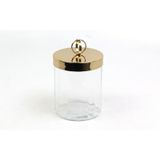 Lamedore Halka Kulplu Optik Cam Küçük Boy Gold Kavanoz 13,5x13,5x19 cm – Dekoratif Saklama Kavanozu