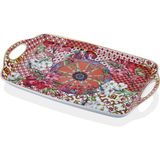 Lamedore Lilyum Desen Porselen Kulplu Tepsi 46CM