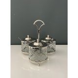 Lamedore Standlı Yuvarlak 3 Lü Baharatlık Seti Nikel 21X21x19,5 Cm