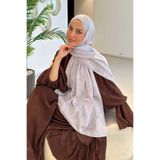 lamelif Ağaçdalı Desen Ayrobin Floş Jakar Şal Gümüş Gri
