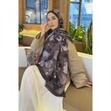 lamelif Batik Çiçek Desen Bambu Şal Acı Kahverengi