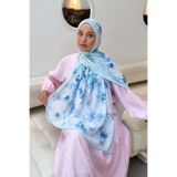 lamelif Batik Çiçek Desen Bambu Şal Bebe Mavisi