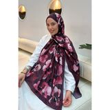 lamelif Batik Çiçek Desen Bambu Şal Bordo