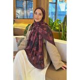lamelif Batik Çiçek Desen Bambu Şal Koyu Bordo