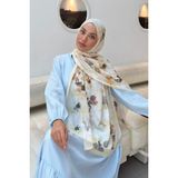 lamelif Batik Çiçek Desen Bambu Şal Sarı