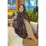 lamelif Batik Çiçek Desen Bambu Şal Siyah Kahverengi