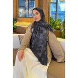 lamelif Batik Çiçek Desen Bambu Şal Siyah