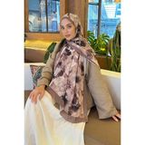 lamelif Batik Çiçek Desen Bambu Şal Toprak