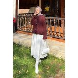 Lamelif Kadın Bisiklet Yaka Hırka Bilinmeyen Fırfır Detaylı Hırka