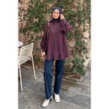 Lamelif Kadın Tesettür Gömlek, Geniş Yakalı, Fırfırlı Kollu