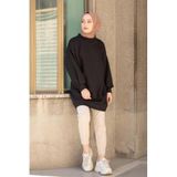Lamelif Kadın Tesettür Tunik, Balon Kol, Siyah, S/M Beden
