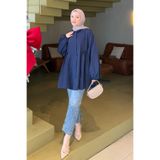 lamelif Lopez Balon Kol Tunik Lacivert