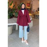 lamelif Örgü Bağlamalı Kimono Ceket Bordo
