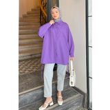 lamelif Oversize Gömlek Mor