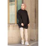 lamelif Üç İplik Balon Kol Tunik Siyah