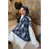 Lamelif Vintage Flower Desen Bambu Şal, 70 x 180 cm, Antrasit, Kadın
