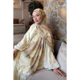 Lamelif Vintage Flower Desen Bambu Şal, 70x180 cm, Kadın