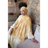 Lamelif Vintage Flower Desen Bambu Şal, 70x180 cm, Sarı, Kadın