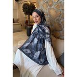lamelif Vintage Flower Desen Bambu Şal Antrasit