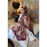 lamelif Vintage Flower Desen Bambu Şal Bordo