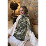 lamelif Vintage Flower Desen Bambu Şal Haki