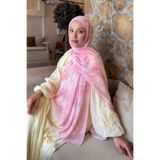 lamelif Vintage Flower Desen Bambu Şal Şeker Pembesi
