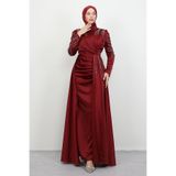 Lamia Giyim Asya Tesettür Abiye Bordo