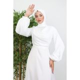 Lamia Giyim Kuyruklu Degaje Elbise Beyaz