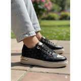 Lamiashoes Bayan Cilt Bağcıklı Spor Ayakkabı - Siyah