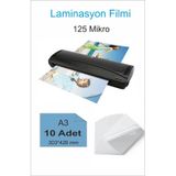 Laminasyon Filmi Parlak A3 10 Lu 1 Paket 125 Mikron Laminasyon K